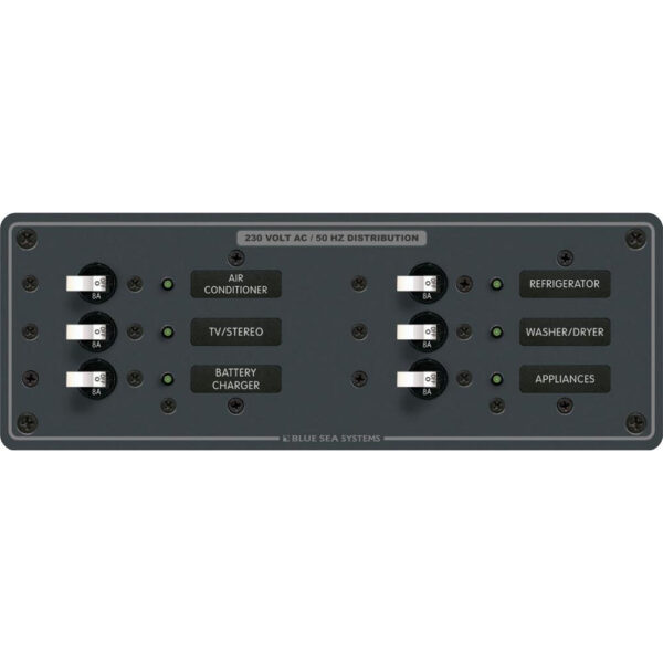 BLUE SEA 8197 BREAKER PANEL 230VAC 6 POS