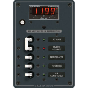 BLUE SEA 8505 BREAKER PANEL AC 3 POS W MAIN