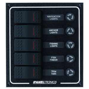 PANELTRONICS WATERPROOF DC 5 POSITION LIGHTED ROCKER & FUSE
