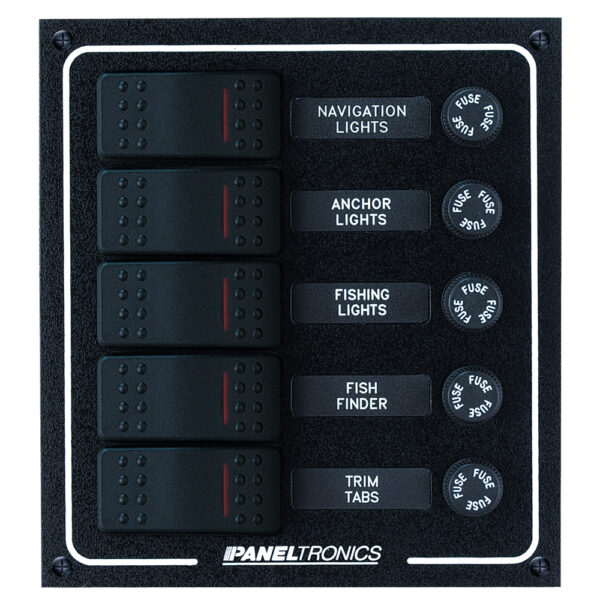 PANELTRONICS WATERPROOF DC 5 POSITION LIGHTED ROCKER & FUSE