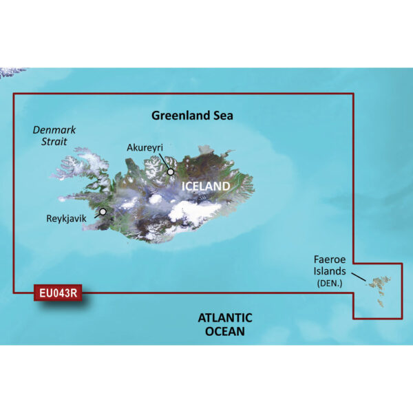 GARMIN VEU043R ICELAND AND FAEROE ISLANDS BLUECHART G3