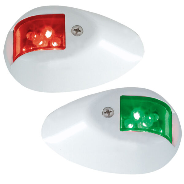 PERKO LED SIDE LIGHTS 12V RED / GREEN W/ WHITE HOUSING