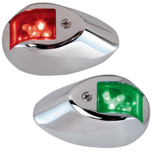 PERKO LED SIDE LIGHTS 24V RED  / GREEN W/ CHROME HOUSING