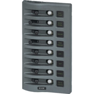 BLUE SEA 4378 WEATHER DECK 12V PANEL 8 POSITION GREY