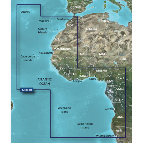GARMIN BLUECHART G3 HXAF003R  WESTERN AFRICA MICROSD & SD