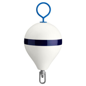 POLYFORM MOORING BUOY W/ IRON 13.5" DIAMETER WHITE/BLUE