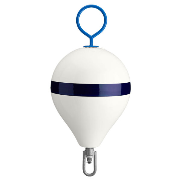 POLYFORM MOORING BUOY W/ IRON 13.5" DIAMETER WHITE/BLUE