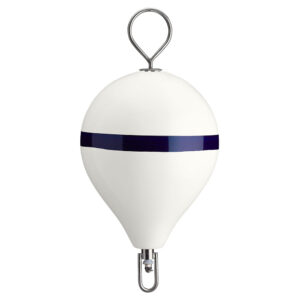 POLYFORM MOORING BUOY W/ SS 17" DIAMETER WHITE BLUE STRIPE