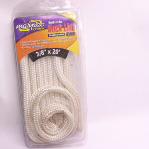 MARPAC BOAT MARINE Double Braided Nylon Dockline 3/8" x 20' WHITE, 12" EYE