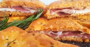 Delicious Tomato Focaccia with Prosciutto and Provolone Cheese