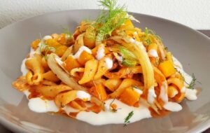 Autumn Inspired Trecce Pasta with Spicy ‘Nduja & Burrata Cream!