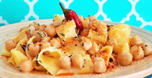 Tagliatelle Pasta with Chickpeas and Fiery Calabrian Peppers